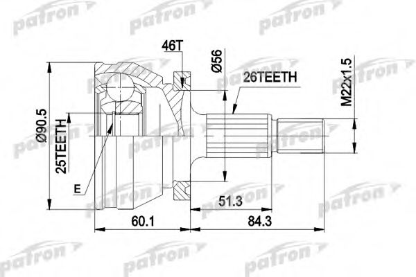 Шарнирный комплект, приводной вал PATRON PCV1167