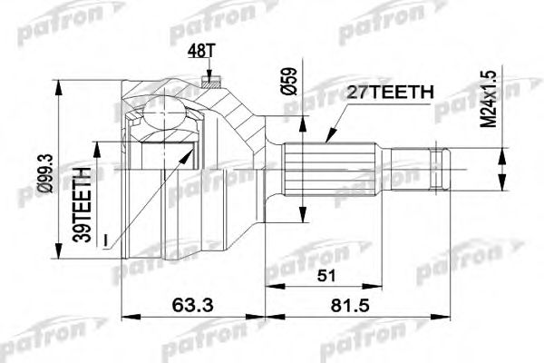 Шарнирный комплект, приводной вал PATRON PCV1224