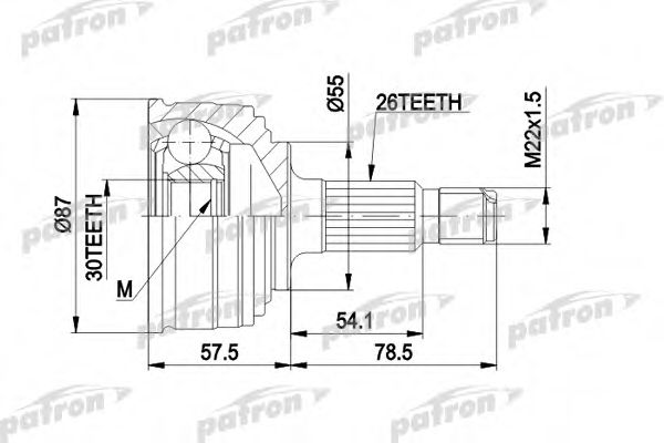 Шарнирный комплект, приводной вал PATRON PCV1251
