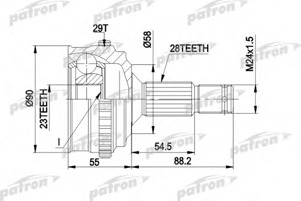 Шарнирный комплект, приводной вал PATRON PCV1263