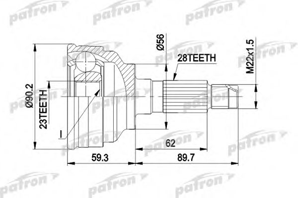 Шарнирный комплект, приводной вал PATRON PCV1268