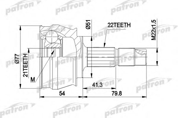 Шарнирный комплект, приводной вал PATRON PCV1296