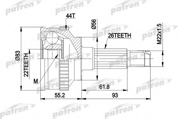 Шарнирный комплект, приводной вал PATRON PCV1372