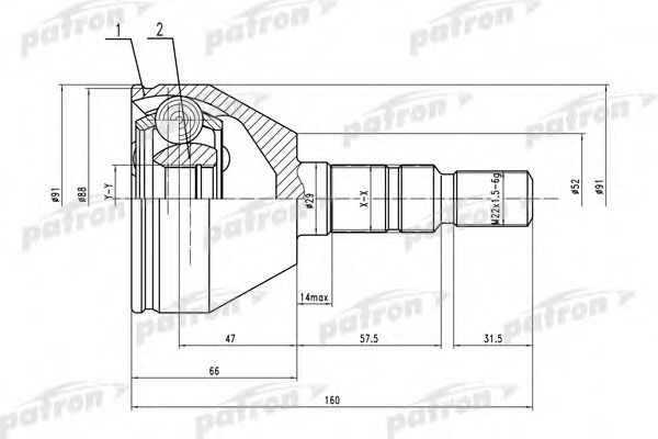 Шарнирный комплект, приводной вал PATRON PCV1505