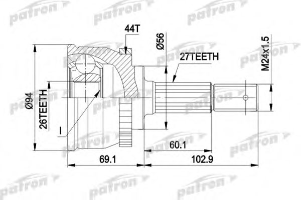 Шарнирный комплект, приводной вал PATRON PCV1509