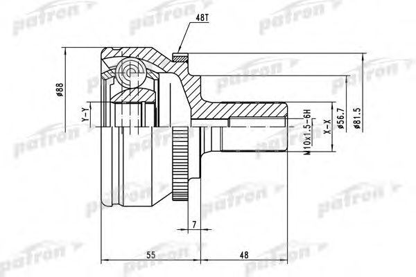 Шарнирный комплект, приводной вал PATRON PCV3560