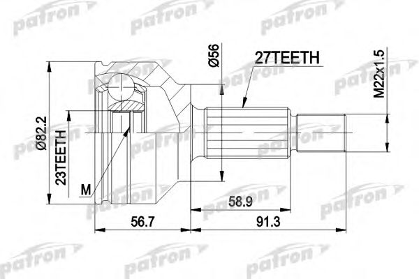 Шарнирный комплект, приводной вал PATRON PCV3610