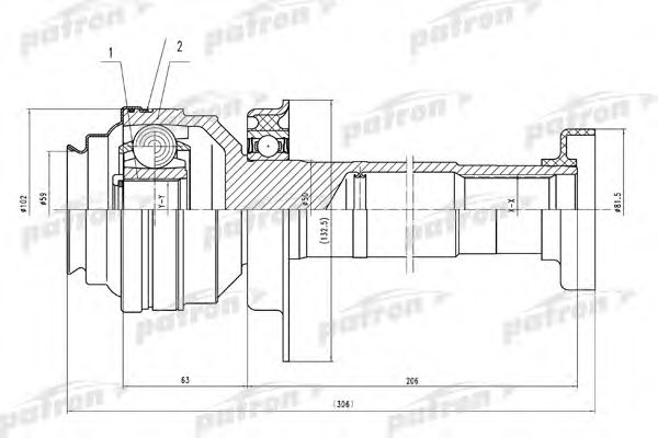 Шарнирный комплект, приводной вал PATRON PCV4837