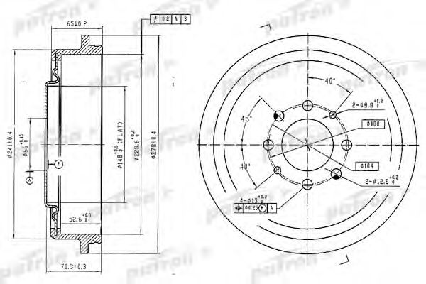 Тормозной барабан PATRON PDR1156