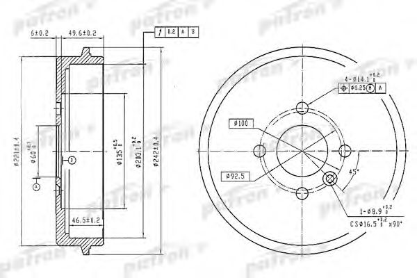 Тормозной барабан PATRON PDR1247