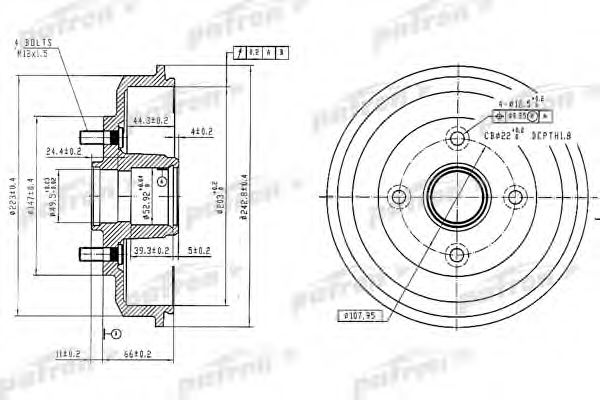 Тормозной барабан PATRON PDR1584