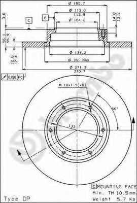 Тормозной диск BREMBO 08.3108.10