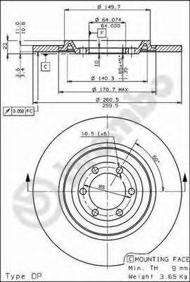 Тормозной диск BREMBO 08.3210.10