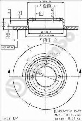 Тормозной диск BREMBO 08.3965.20