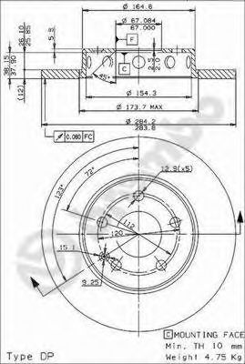 Тормозной диск BREMBO 08.4750.44