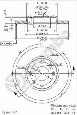 Тормозной диск BREMBO 08.9606.14