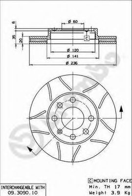 Тормозной диск BREMBO 09.3090.75