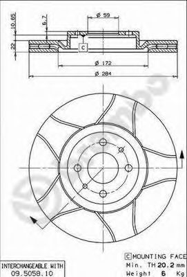 Тормозной диск BREMBO 09.5058.75