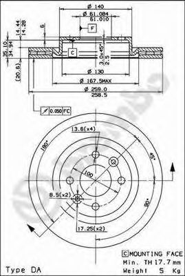 Тормозной диск BREMBO 09.5802.24