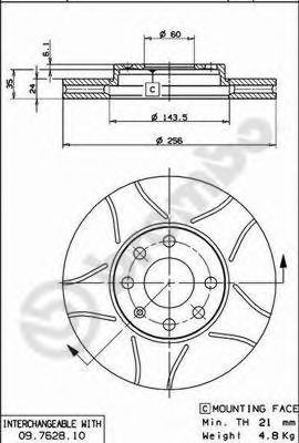 Тормозной диск BREMBO 09.7628.75