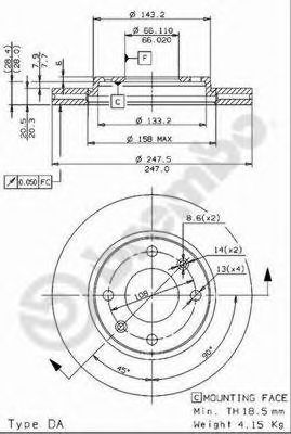 Тормозной диск BREMBO 09.9610.14