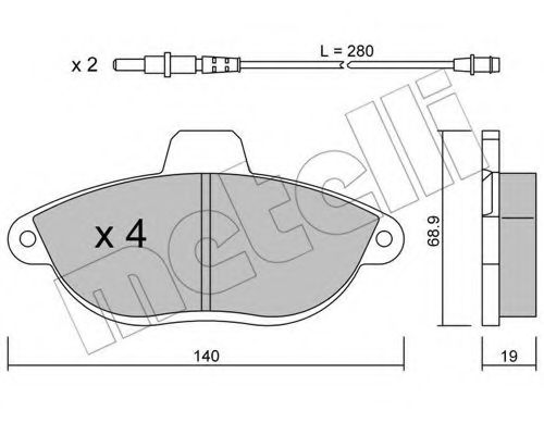 Комплект тормозных колодок, дисковый тормоз METELLI 22-0105-0