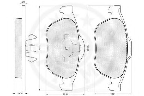 Комплект тормозных колодок, дисковый тормоз OPTIMAL 23245