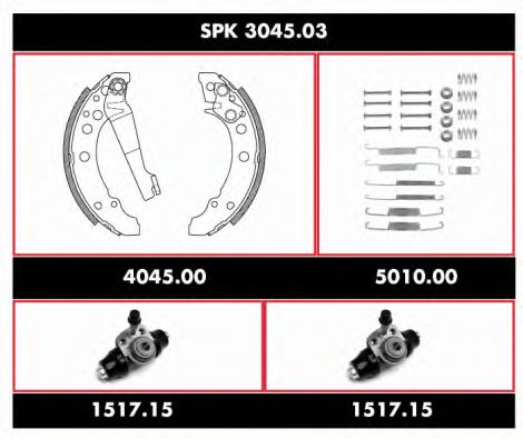 Комплект тормозов, барабанный тормозной механизм REMSA SPK 3045.03