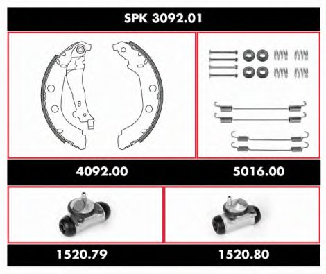 Комплект тормозов, барабанный тормозной механизм REMSA SPK 3092.01