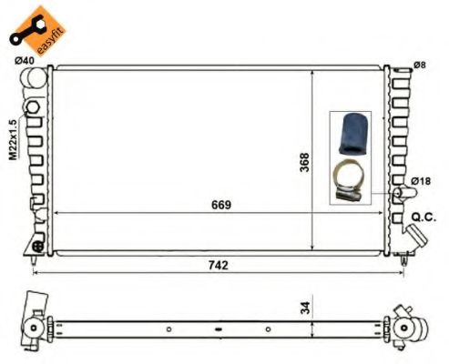 Радиатор, охлаждение двигателя NRF 519510