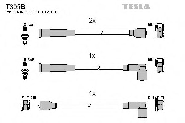Комплект проводов зажигания TESLA T305B