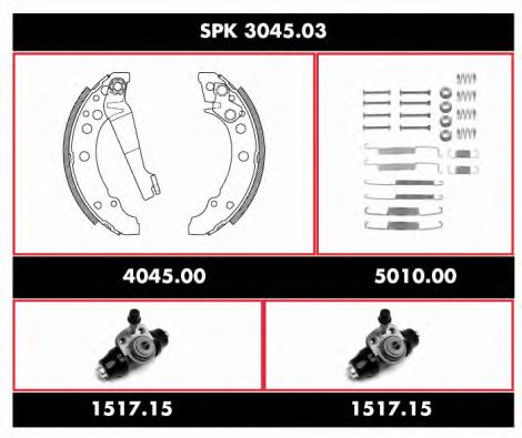 Комплект тормозов, барабанный тормозной механизм WOKING SPK 3045.03