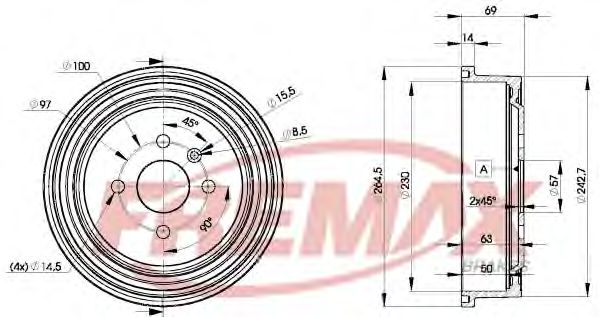 Тормозной барабан FREMAX BD-8063