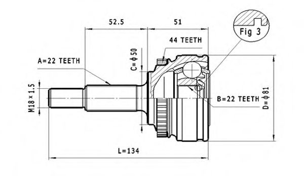 Шарнирный комплект, приводной вал STATIM C.382