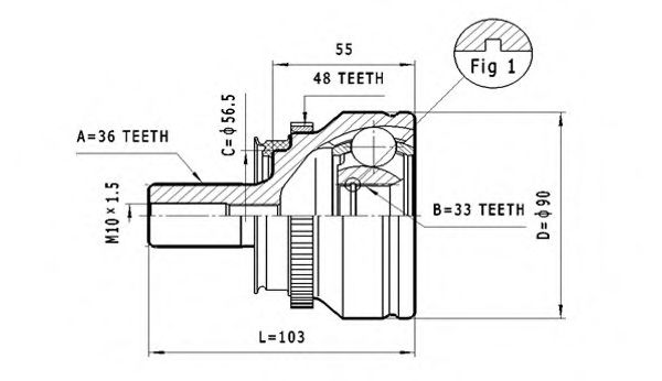 Шарнирный комплект, приводной вал STATIM C.385