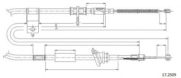 Трос, стояночная тормозная система CABOR 17.2509
