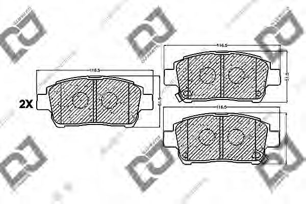 Комплект тормозных колодок, дисковый тормоз DJ PARTS BP1051