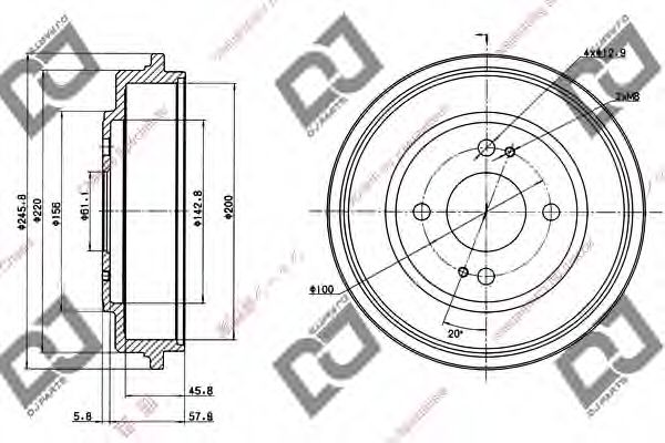 Тормозной барабан DJ PARTS BR1020