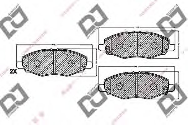 Комплект тормозных колодок, дисковый тормоз DJ PARTS BP1143