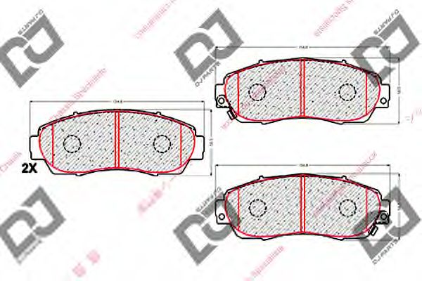 Комплект тормозных колодок, дисковый тормоз DJ PARTS BP1758