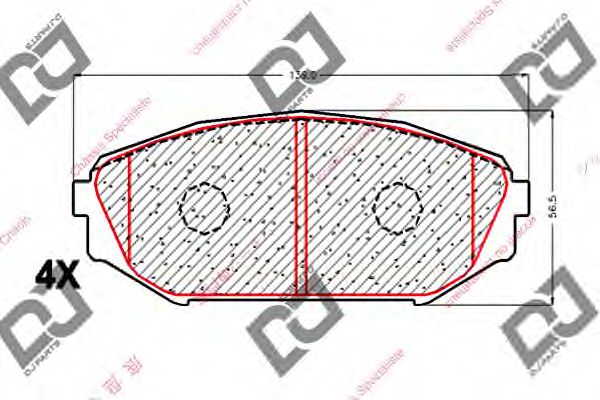 Комплект тормозных колодок, дисковый тормоз DJ PARTS BP1764