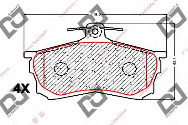 Комплект тормозных колодок, дисковый тормоз DJ PARTS BP1800