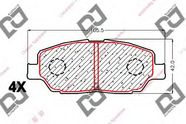 Комплект тормозных колодок, дисковый тормоз DJ PARTS BP1854