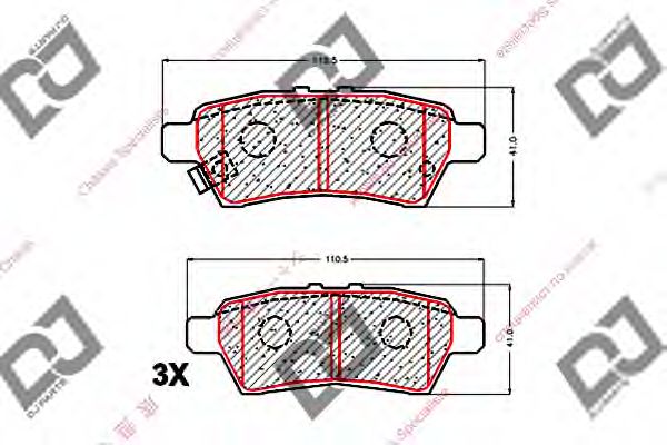 Комплект тормозных колодок, дисковый тормоз DJ PARTS BP1525