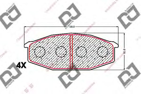 Комплект тормозных колодок, дисковый тормоз DJ PARTS BP1543