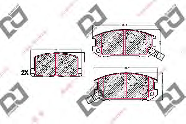 Комплект тормозных колодок, дисковый тормоз DJ PARTS BP1569