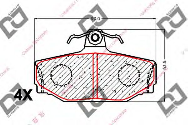 Комплект тормозных колодок, дисковый тормоз DJ PARTS BP1901