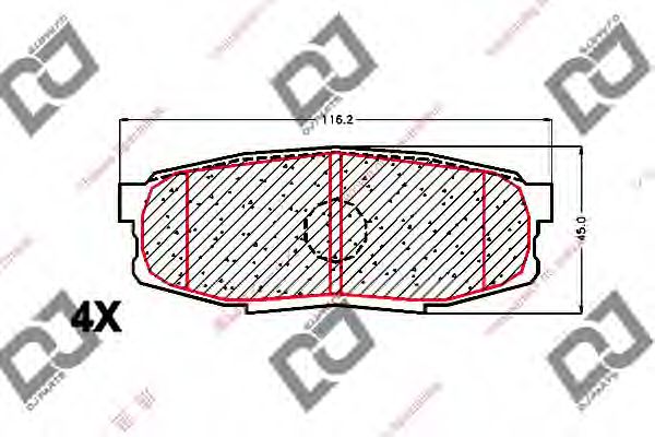 Комплект тормозных колодок, дисковый тормоз DJ PARTS BP1647