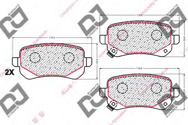 Комплект тормозных колодок, дисковый тормоз DJ PARTS BP2059