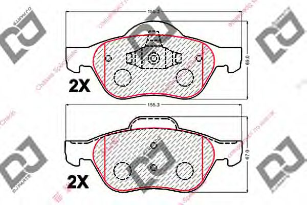 Комплект тормозных колодок, дисковый тормоз DJ PARTS BP2115